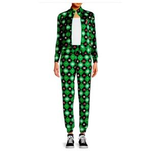 No Boundaries Junior's Christmas Velour Track Set, 2-Piece NWT